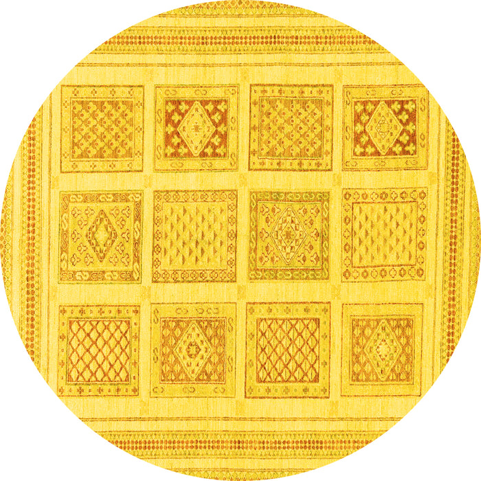 Round Abstract Yellow Modern Rug, abs150yw