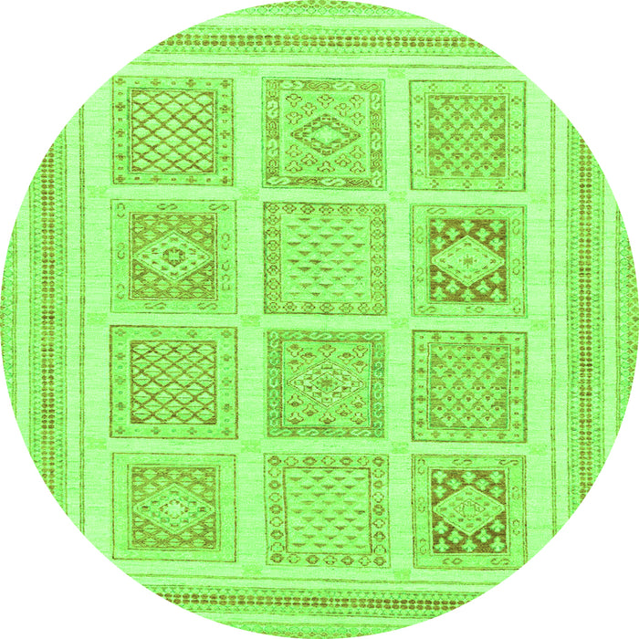 Round Machine Washable Abstract Green Modern Area Rugs, wshabs150grn