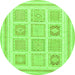 Round Machine Washable Abstract Green Modern Area Rugs, wshabs150grn