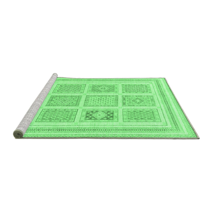 Sideview of Machine Washable Abstract Emerald Green Modern Area Rugs, wshabs150emgrn