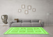 Machine Washable Abstract Green Modern Area Rugs in a Living Room,, wshabs150grn