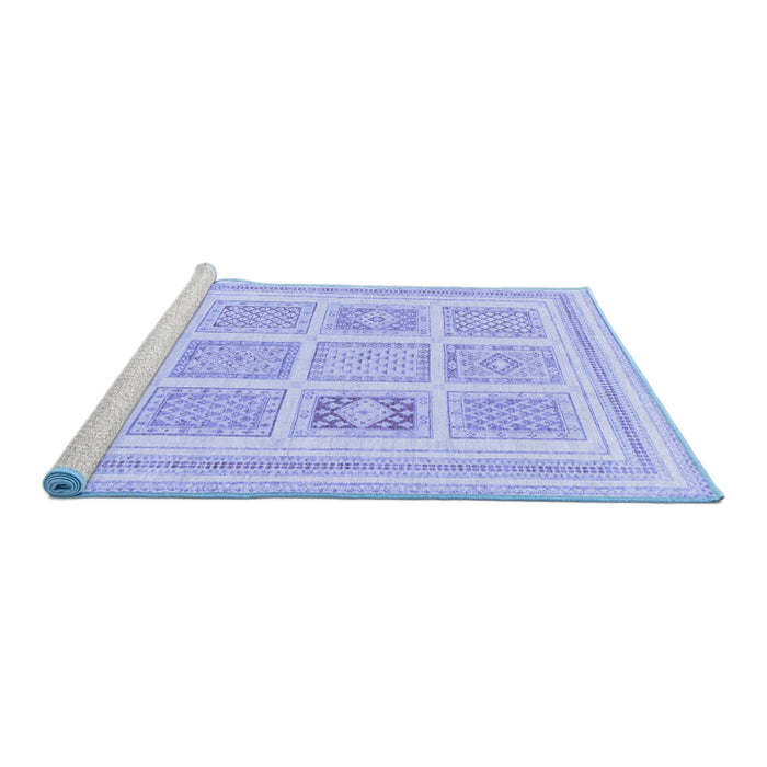 Sideview of Machine Washable Abstract Blue Modern Rug, wshabs150blu