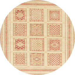 Round Abstract Brown Gold Modern Rug, abs150