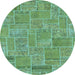 Round Patchwork Light Blue Transitional Rug, abs1510lblu