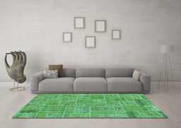 Machine Washable Patchwork Turquoise Transitional Area Rugs in a Living Room,, wshabs1510turq