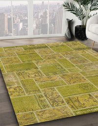 Abstract Orange Gold Patchwork Rug, abs1510