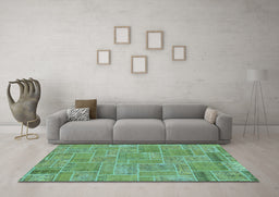 Machine Washable Patchwork Light Blue Transitional Rug in a Living Room, wshabs1510lblu