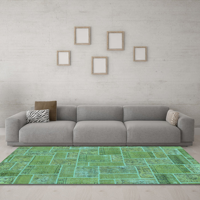 Machine Washable Patchwork Light Blue Transitional Rug in a Living Room, wshabs1510lblu