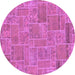 Round Patchwork Purple Transitional Rug, abs1510pur