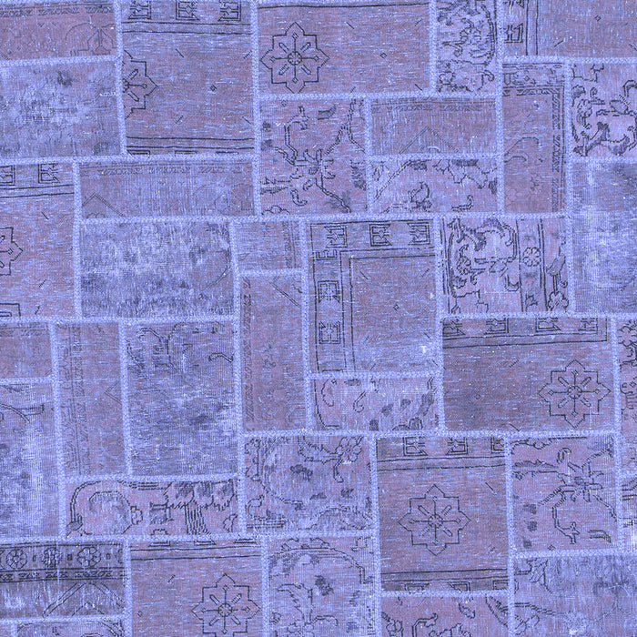 Machine Washable Patchwork Blue Transitional Rug, wshabs1510blu