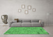 Machine Washable Patchwork Emerald Green Transitional Area Rugs in a Living Room,, wshabs1510emgrn