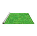 Sideview of Machine Washable Patchwork Green Transitional Area Rugs, wshabs1510grn