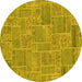 Round Patchwork Yellow Transitional Rug, abs1510yw