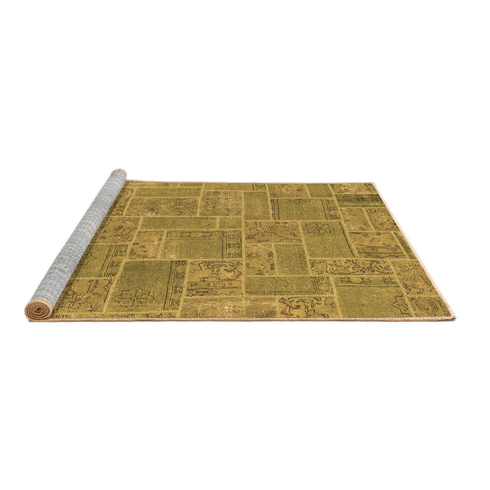 Sideview of Machine Washable Patchwork Brown Transitional Rug, wshabs1510brn