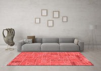 Machine Washable Patchwork Red Transitional Rug, wshabs1510red