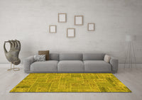 Machine Washable Patchwork Yellow Transitional Rug, wshabs1510yw