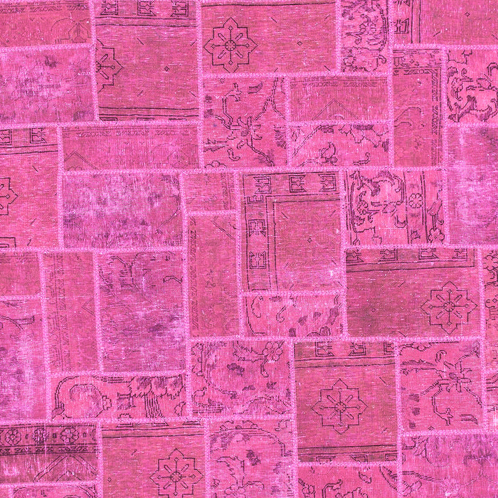 Machine Washable Patchwork Pink Transitional Rug, wshabs1510pnk
