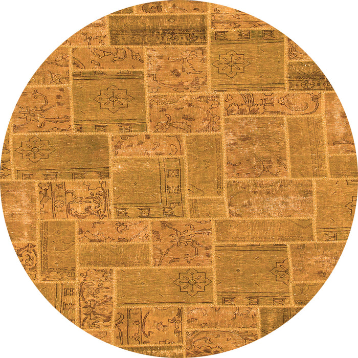 Round Patchwork Orange Transitional Rug, abs1510org