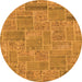 Round Machine Washable Patchwork Orange Transitional Area Rugs, wshabs1510org