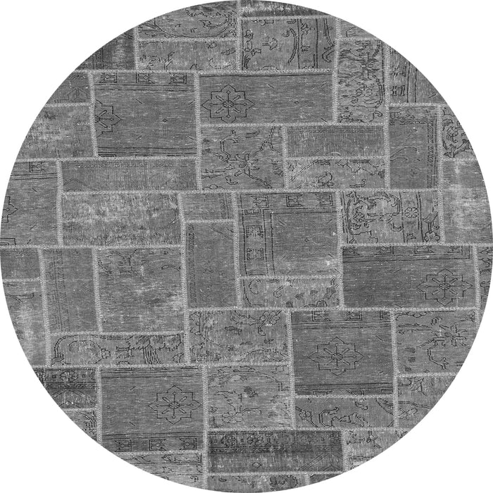 Round Patchwork Gray Transitional Rug, abs1510gry