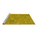 Sideview of Machine Washable Patchwork Yellow Transitional Rug, wshabs1510yw