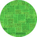 Round Patchwork Green Transitional Rug, abs1510grn