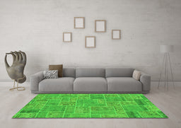 Machine Washable Patchwork Green Transitional Area Rugs in a Living Room,, wshabs1510grn