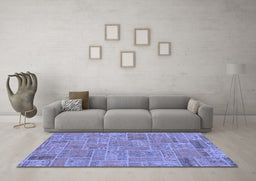 Machine Washable Patchwork Blue Transitional Rug in a Living Room, wshabs1510blu