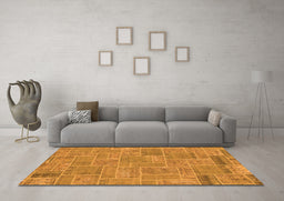 Machine Washable Patchwork Orange Transitional Area Rugs in a Living Room, wshabs1510org