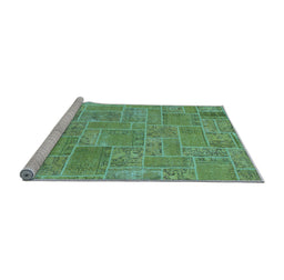 Sideview of Machine Washable Patchwork Light Blue Transitional Rug, wshabs1510lblu