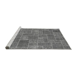Sideview of Machine Washable Patchwork Gray Transitional Rug, wshabs1510gry