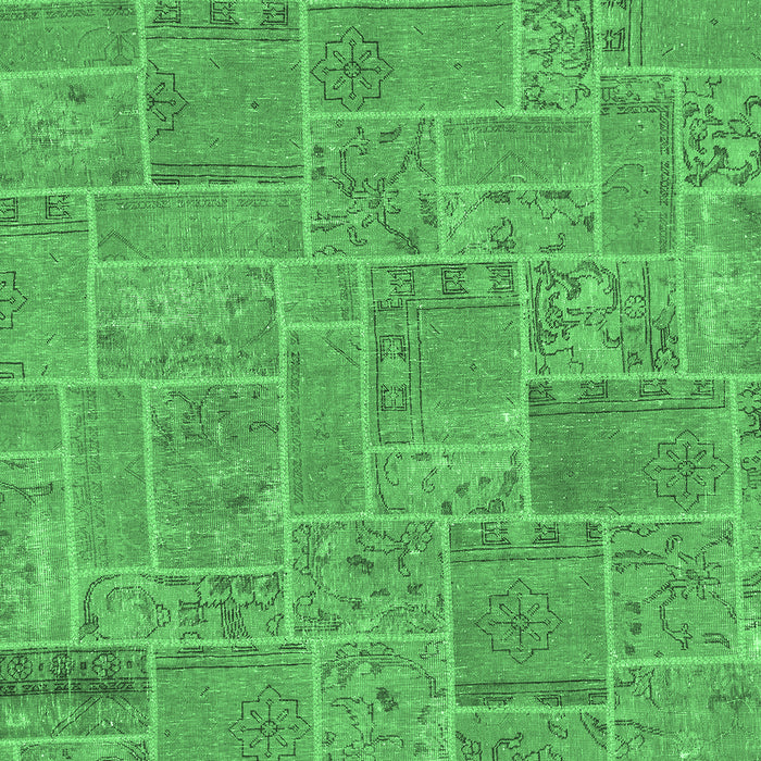 Machine Washable Patchwork Emerald Green Transitional Area Rugs, wshabs1510emgrn
