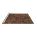 Sideview of Machine Washable Patchwork Brown Transitional Rug, wshabs1511brn