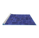 Sideview of Machine Washable Patchwork Blue Transitional Rug, wshabs1511blu