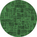 Round Patchwork Emerald Green Transitional Rug, abs1511emgrn