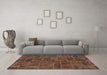 Machine Washable Patchwork Brown Transitional Rug in a Living Room,, wshabs1511brn