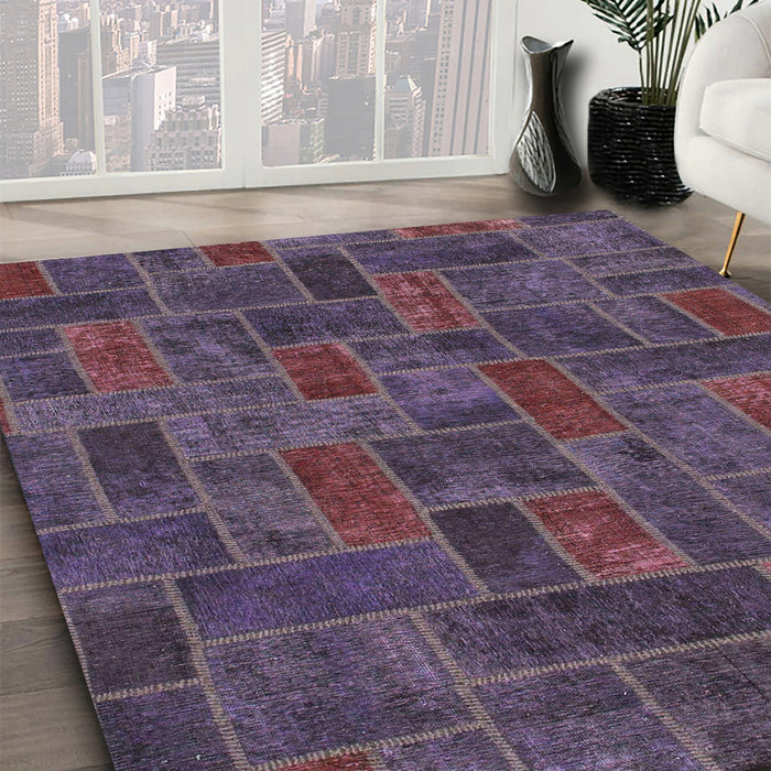 Machine Washable Abstract Plum Purple Rug in a Family Room, wshabs1511