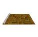 Sideview of Machine Washable Patchwork Yellow Transitional Rug, wshabs1511yw