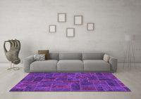 Machine Washable Patchwork Purple Transitional Rug, wshabs1511pur