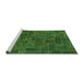 Sideview of Machine Washable Patchwork Green Transitional Area Rugs, wshabs1511grn
