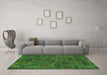 Machine Washable Patchwork Green Transitional Area Rugs in a Living Room,, wshabs1511grn