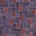 Square Abstract Plum Purple Patchwork Rug, abs1511