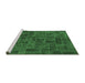 Sideview of Machine Washable Patchwork Emerald Green Transitional Area Rugs, wshabs1511emgrn