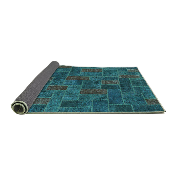Sideview of Patchwork Turquoise Transitional Rug, abs1511turq