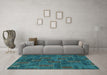 Machine Washable Patchwork Turquoise Transitional Area Rugs in a Living Room,, wshabs1511turq