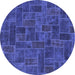 Round Patchwork Blue Transitional Rug, abs1511blu