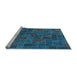 Sideview of Machine Washable Patchwork Light Blue Transitional Rug, wshabs1511lblu