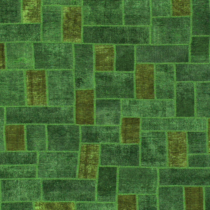 Square Machine Washable Patchwork Green Transitional Area Rugs, wshabs1511grn