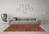 Machine Washable Patchwork Orange Transitional Rug, wshabs1511org