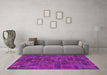 Machine Washable Patchwork Pink Transitional Rug in a Living Room, wshabs1511pnk